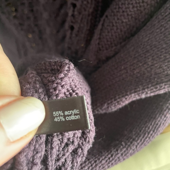 The Limited Plum Purple Chunky Knit V Neck Sweater - Picture 7 of 9